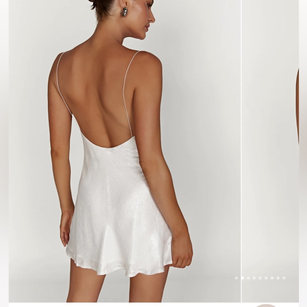 Rhea Cowl Mini Dress - Pearl - XS